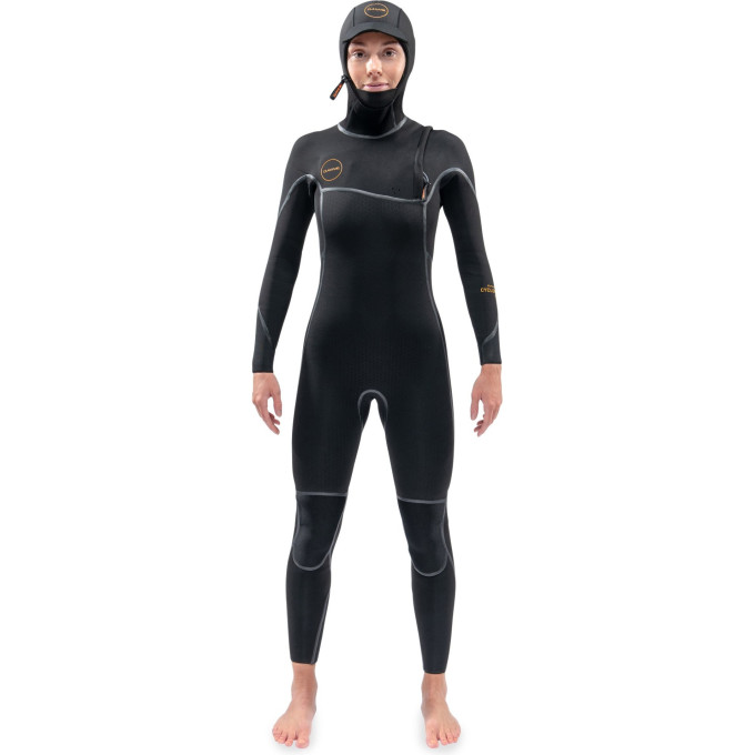 Гидрокостюм женский DAKINE WOMEN'S CYCLONE ZIP FREE HOODED 5/4mm Black Размер 12 DK21W54HC (0604565435484)