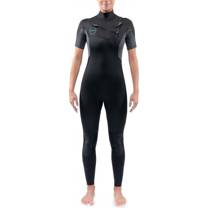 Гидрокостюм женский DAKINE WOMEN'S QUANTUM CHEST ZIP SHORT SLEEVED FULL SUIT 3/2mm Black/Gre Размер 14 DK21W32QSSZ (0604565437372)