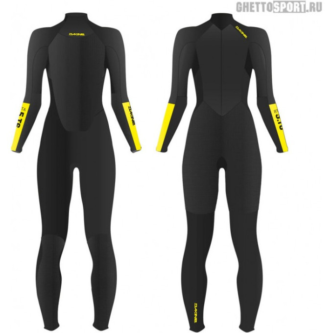 Гидрокостюм женский DAKINE WOMEN'S RTA BACK ZIP FULL SUIT 3/2mm Black/Yellow Размер 14 DK21W32RTA (0604565437556)